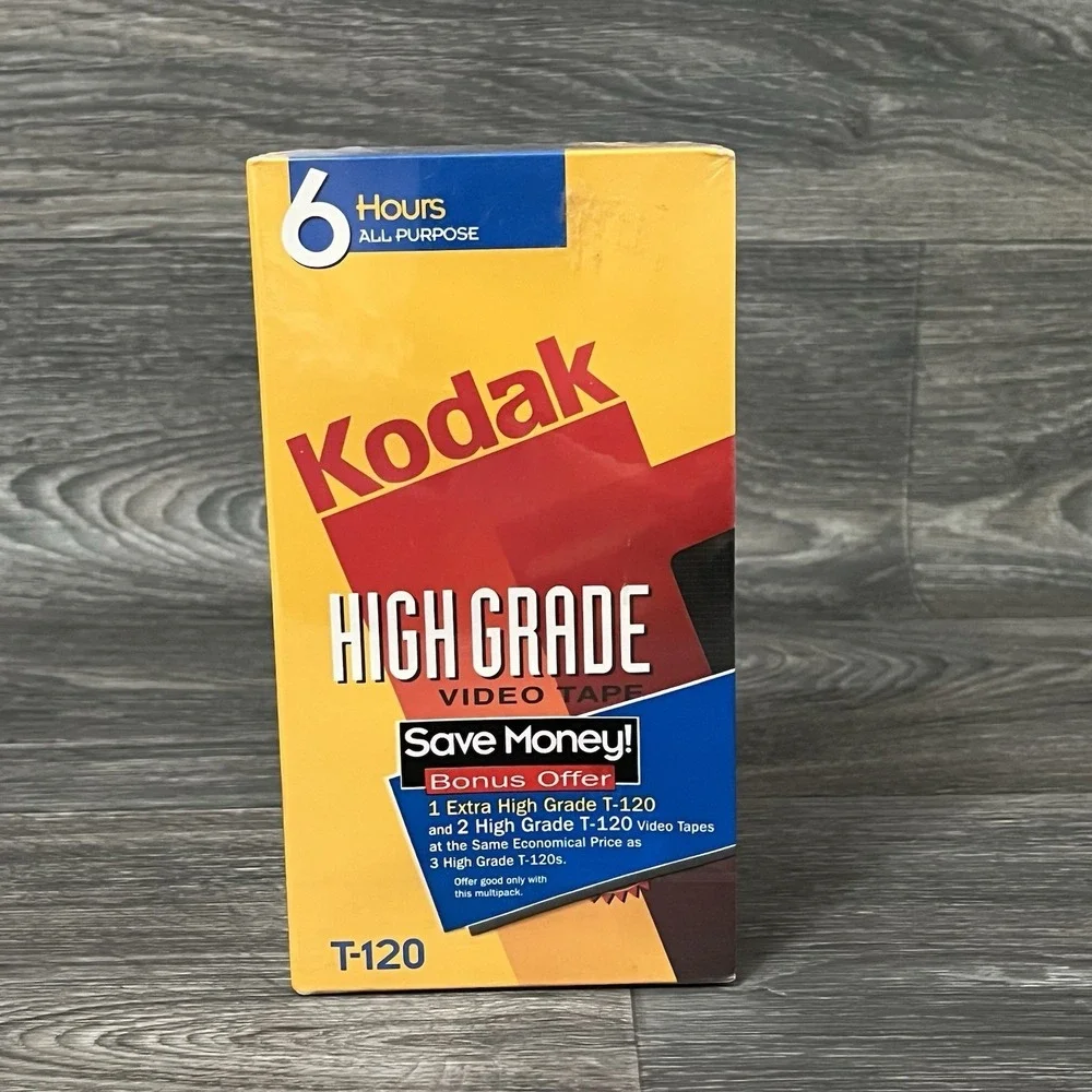 Sealed 3-Pack Kodak VHS Video Tape Recording T-120 6 Hour 2-High Grade 1-X High